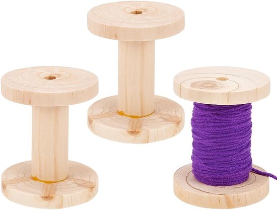 2 stuks houten lege draadspoelen voor ambachtelijke projecten, ideaal voor weven en knutselen, 8 x 10 cm/3,15 x 3,94 inch