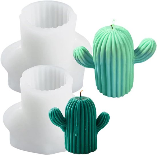 2 Stuks Iliconen Vormen Voor Cactus, Siliconen vorm voor vetplanten, siliconen gietvormen, Siliconen Vorm, Sappige Cactus, Kaarsvorm, Cactussen Siliconen Kaarsmallen