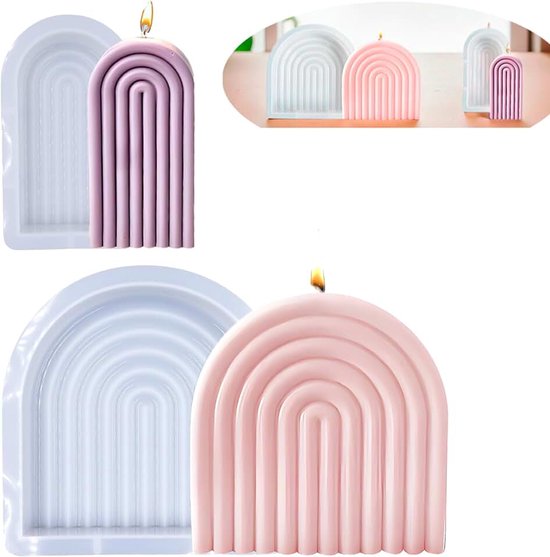 2 stuks kaarsvormen N-vormige om te gieten, regenboogbruggen, siliconen kaarsvorm, grote kaarsvormen, siliconen, siliconen vorm, kaarsen, 3D siliconen vormen, doe-het-zelf voor het maken van zeep,