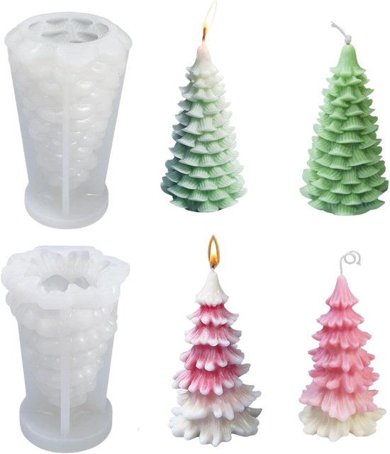 2 stuks kaarsvormen, siliconen kerstboom, gietvormen voor kaarsen en doe-het-zelf geurkaars, siliconen vorm, herfst en Kerstmis knutselwerk, kaarsvormen voor zelfgemaakte decoratie