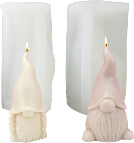 2 Stuks Kerstman Kaarsvormen Siliconen Vorm DIY voor Doe-het-zelf Zeep, Was, Kaarsen, Aromastenen, Sleutelhangers