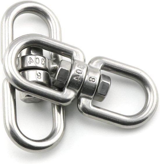 2 stuks M8 dubbele ended swivel eye hook van roestvrij staal | 304 RVS eye to eye swivel beugel ring connector met hoge draagkracht van MroMax