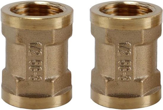 2 stuks messing moffittingen met G1/2 inch binnendraad, schroefdraadaansluiting voor buizenverbindingen, ideaal voor sanitair en loodgieterswerk