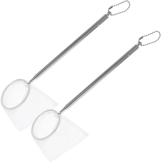 2 stuks mini-aquariumschepnet met uittrekbare handgreep voor vissen en garnalen, zacht visnet, accessoires voor visbekken, kleine vijvers