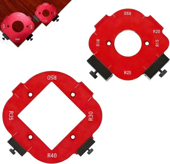 2 stuks model met ronde hoek, routermodellen voor radius in 4 in 1,8 maten (R10-R50), radiaalfreesmachine, geschikt voor houtbewerking