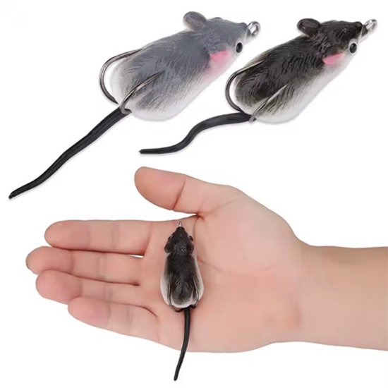 2 stuks Muis Kunstaas Plug - Vissen - Snoek - Baars - Roofvis - Waterrat - Rat van Merkloos