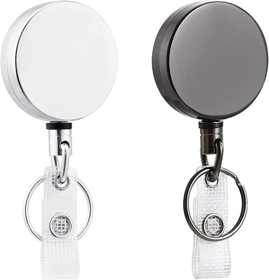2 Stuks Oprolbare Badge Clips, Duurzame Badge Reels, Ideaal voor ID Kaarten en Sleutelhangers