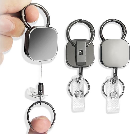 2 Stuks Opvouwbare Badgehouders, Retractable ID Kaart Houder, Sleutelhanger en ID Badge Reel, Ideaal voor Werk en Evenementen van Merkloos