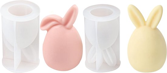2 stuks paashaas siliconen vorm 3D paashaas kaarsvormen zeepvorm siliconen bakvorm oren haas mousse taartvorm voor taartdecoratie, chocolade, zeep, sojawas kaarsen, paascadeaus