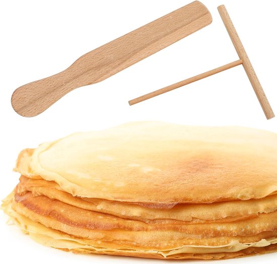 2 stuks pannenkoekendispensers, pannenkoekenspatel, spatel voor gehaktham, beukenhout, voor pannenkoeken, pannenkoeken en pannenkoeken