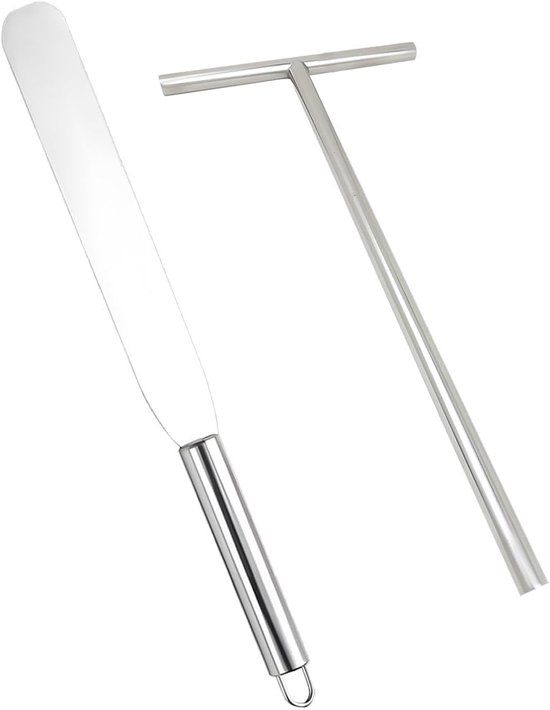 2 stuks pannenkoekenverdeler, pannenkoekenmaker, accessoires, spatel, roestvrij staal, T-vorm, deegverdeler en spatel, spatel, deegverdeler, koken, bakgereedschap, spreider, keukenhulp voor thuis