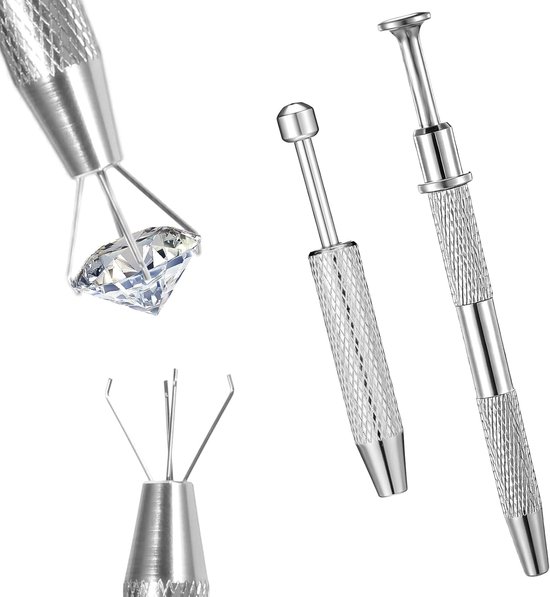 2 stuks piercing bal opdrader zilver 4 tanden parelhouder 2 maten roestvrij staal piercing tang voor ballen pick up piercingbal elektronische componenten chip
