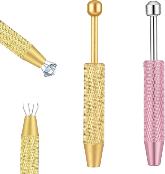 2 stuks piercing-kogelopdraaier, piercing bal grijper piercing bal tang met 4 klauwen roestvrij staal pierce tang voor kogels pick-up elektronische componenten chip, roze en goud