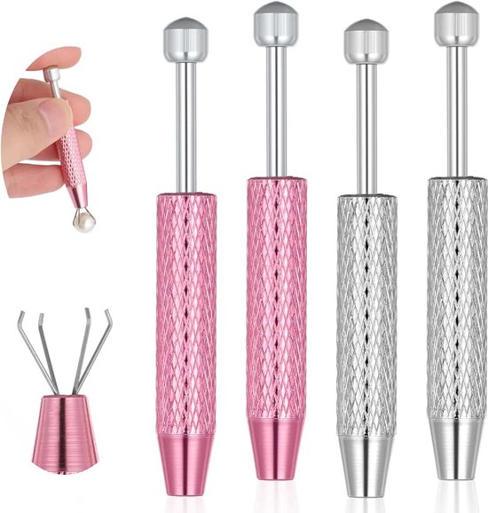 2 stuks piercing-kogelopdraaier, piercing bal grijper piercing piercing tang voor ballen edelstenen catcher met 4 klauwen sieraden opnamergereedschap voor sieraden, parels, diamanten