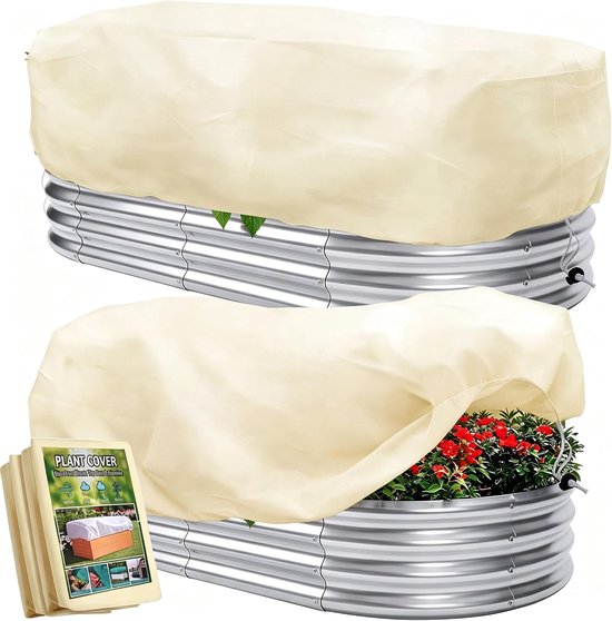 2 stuks plantenbescherming winter voor bloembakken en borders, beige