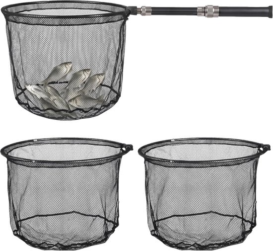 2 stuks schepnet 50 cm - verdiepd visschepnet vangnet zwart, rubberen vijvernet net net fijnmazig robuust visschepnet vervangingsnet voor ondervangschepnet & schepnet