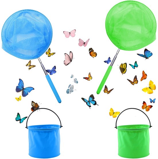 2 stuks Schepnet - Vlindernet met telescopische steel - Voor kinderen buiten