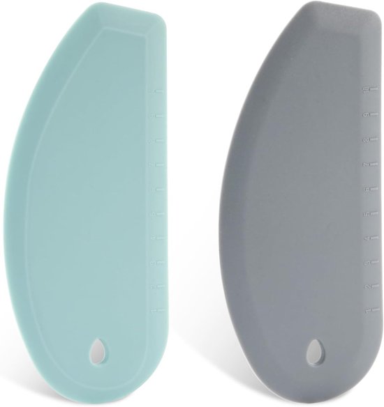 2 Stuks Siliconen Deegschrapers, 17,2x7,7cm Deegkomschrapers Multifunctioneel Siliconen Gebakschraper Keukengadget voor het Bakken van Taart, Brood, Pizza (Grijs + Groen)