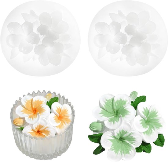 2 stuks siliconen kaarsvormen, siliconen bloemenkaarsvormen, bloemenvormen, doe-het-zelf kaarsvorm, 3D-bloemenvorm, voor het maken van kaarsen, fondant, zeep, woondecoratie