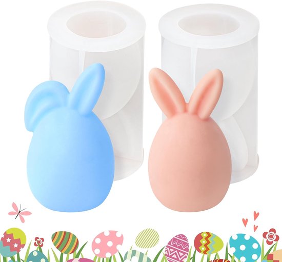 2 stuks siliconen mal Pasen, siliconen vorm haas, 3D paashaas kaarsvormen zeepvorm, doe-het-zelf Pasen zeepvorm, siliconen vorm, paashaas voor cake, chocolade, zeep, waskaarsen, paascadeaus
