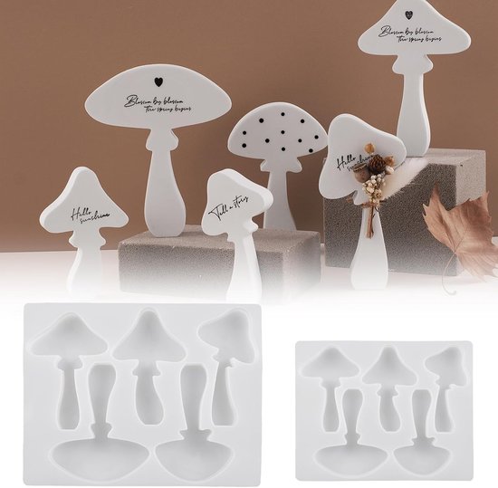 2 stuks siliconen paddenstoelvormen, 3D-siliconenvormen, gietvormen, paddenstoelen, herfst, paddenstoel-epoxyharsvormen, kaarsen gieten voor knutselwerk, doe-het-zelf gips kaarsen