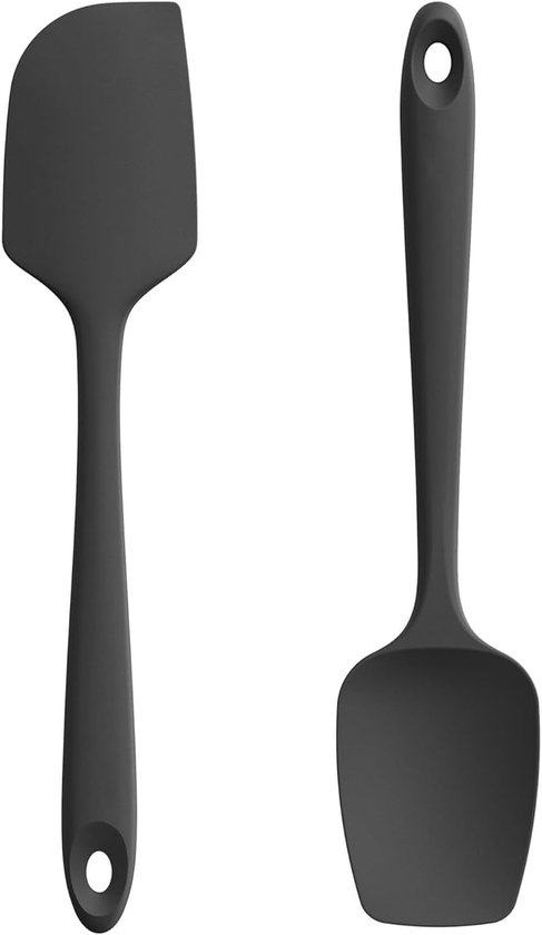 2 stuks siliconen spatel - deegspatel siliconen kookspatel voor cake, koekjes, room, chocolade en desserts, zwart