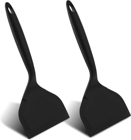 2 stuks siliconen spatel pannenkoek kookturner breed flipper keukengerei anti-aanbaklaag hittebestendig kunststof korte platte schop schraper kookgerei grill multifunctioneel eiergereedschap