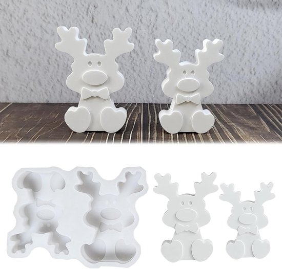 2 stuks siliconen vormen, gietvormen, eland, kerstmis, eland, kaarsvormen, siliconen vorm, eland, gips om te gieten, siliconen vorm, Kerstmis, gips voor knutselwerk, doe-het-zelf