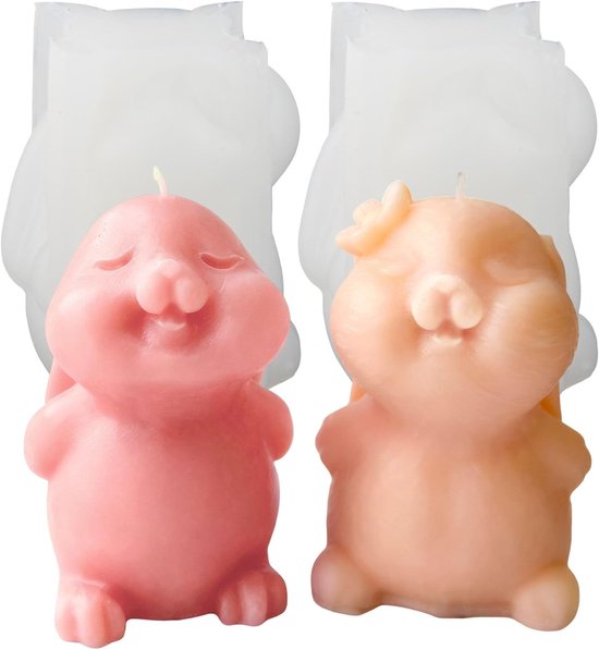 2 stuks siliconen vormen gietvormen Pasen siliconen vorm haas siliconen vorm Pasen Kaarsen Vormen Siliconen 3D Dier Konijn Bunny Kaarsvorm voor DIY Kaarsen Handwerk Kamer Decor Pasen Decoratie