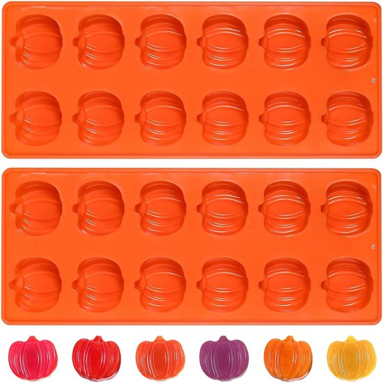 2 stuks siliconen vormen pompoen, 24 compartimenten herfst siliconen chocoladevormen, 3D siliconen vormen herfst, herfstvormen, mini herfstvormen, Halloween siliconen vorm, siliconen mallen bakken