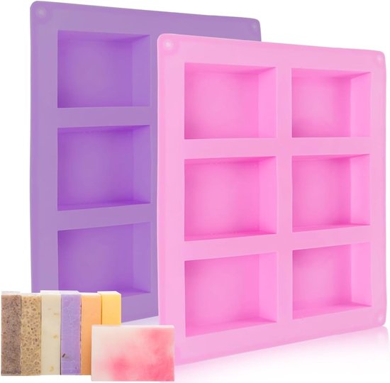 2 stuks siliconen zeepvormen, rechthoekige siliconen zeepvorm, siliconen vormen voor zelfgemaakte zeep, zeepgietvorm voor DIY zeep, siliconen vorm voor handgemaakte zeep, cake, chocolade