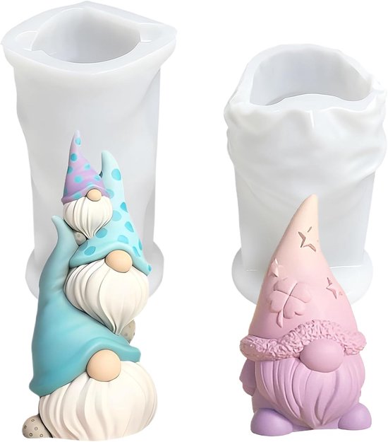 2 stuks siliconenvorm Kerstmis Wichtel siliconenvormen gietvormen Kerstmis 3D Wichtel siliconenvorm kerstman siliconenvormen gietvormen gips om te gieten handwerk siliconen voor kerstdecoratie
