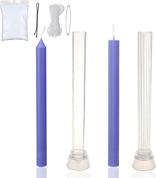 2 stuks taps toelopende kaarsvormen - pijler kaarsvormen - perfect voor het maken van noodkaarsen, gong kaarsen, tafelkaarsen - inclusief 30 ft lonten, 1 stuk draad en 1 st lontenklem.