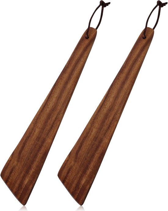 2 Stuks Teak Houten Spatel, 25cm Platte Houten Draaier Antiaanbakbare Spatel Set Egg Scraper Hout Kookgerei voor Schrobben Hakken Spiegelen en Serveren