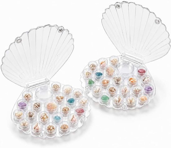 2 stuks, transparant, doe-het-zelf, reizen | Heldere kunststof, fotohoek/werkplaats, 2 dozen, klapdeksel, vakken, mini-decoratie, kralen, bedels, nail art & hobby