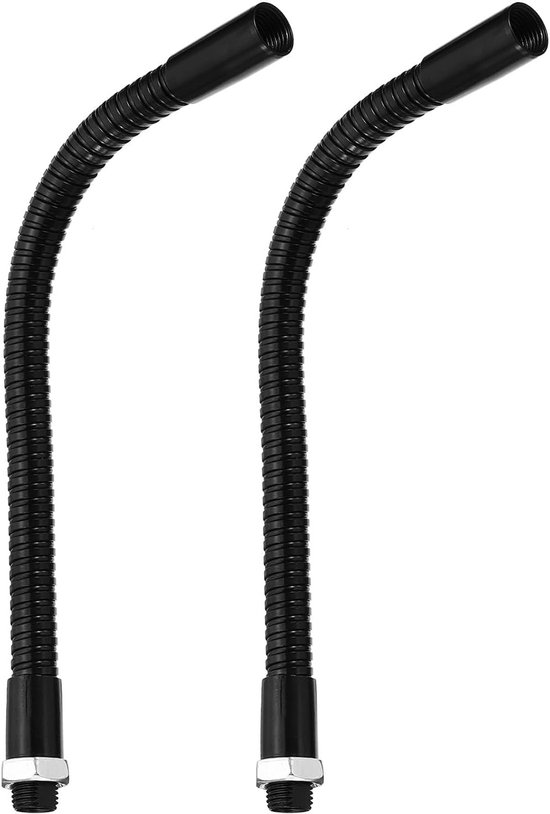 2 stuks universele slangen zwanenhals 7,9 inch DIY zwart | M10 verlengslang met flexibele arm, van metaal, buigbaar met fijne schroefdraad, voor lamp, metaal