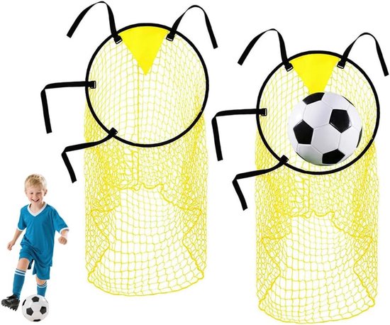 2 stuks voetbaldoel, hoekvoetbaldoelnet, voetbaldoel, voetbaldoel, accessoires, voetbalaccessoires, doelzones, focus, voetbaltrainingsuitrusting voor kinderen en volwassenen (geel)