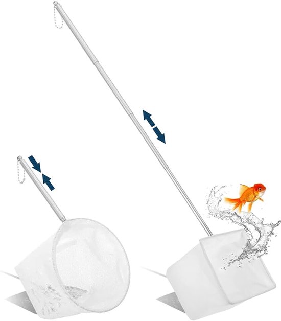 2 visnetten voor aquaria, visschepnet met 13-39 cm uittrekbare handgreep van roestvrij staal, mini-aquariumnet, voor aquaria, reinigingstanks (7,8 cm, 9,5 cm)