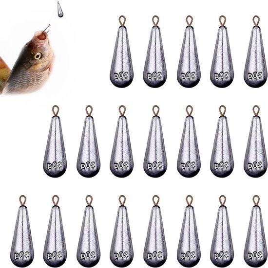20-delige set met drop shot loodgewichten voor diepzeevissen, vissen met de hengel en outdoor accessoires