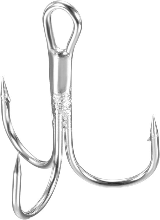 20 Pack Treble Fish Hooks - 1.2"L - Carbon Steel - Sharp Round Bend - Triple Barbed Hook - Voor Vers Water en Zout Water - Vissen en Hengelsport - Wit van Juvale