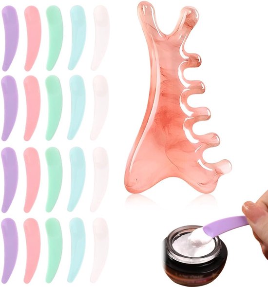 20 Pezzi Spatole Cosmetiche Con Spatola Per Massaggio Viso Kosmetikspatel In Plastica Spatole Multiuso Per Detergente Viso, Maschere, Creme E Lozioni Rosa, Bianco, Viola, Verde, Blu