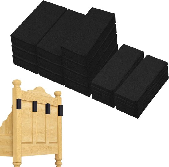 20 Stoppers voor Hoofdbord en Muur, Meubelbeschermers en Bedstoppers voor Wandbeveiliging en Hoofdbordvulling (Zwart)