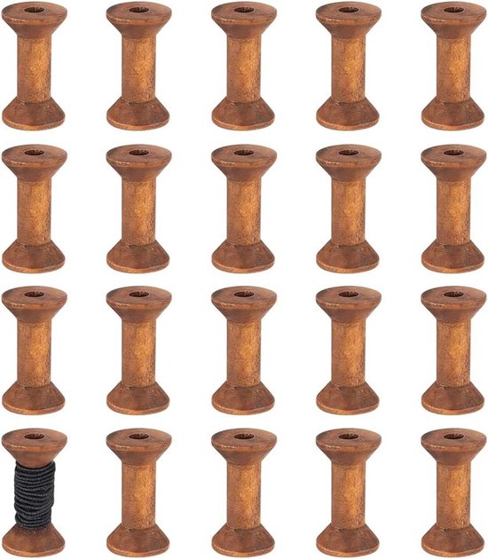20 Stuks Antieke Houten Spoelen, 1.57"/40mm Lege Draadspoelen voor DIY Projecten, Weven en Ambachten van Merkloos