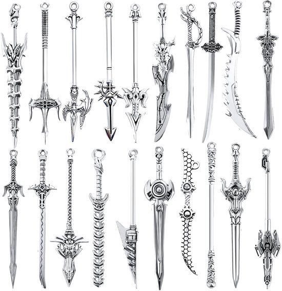 20 stuks antieke zwaarden bladwijzer metalen vintage mes bedels zilveren sleutelhanger zwaard hangers mini oud mes accessoire cadeau voor boekenliefhebbers doe-het-zelf ketting armband