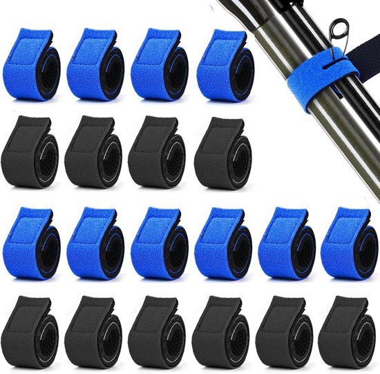 20 Stuks Elastische Vissersbanden voor Vissport, Hengelaccessoires en Vissersrugzakken (Blauw/Wit)