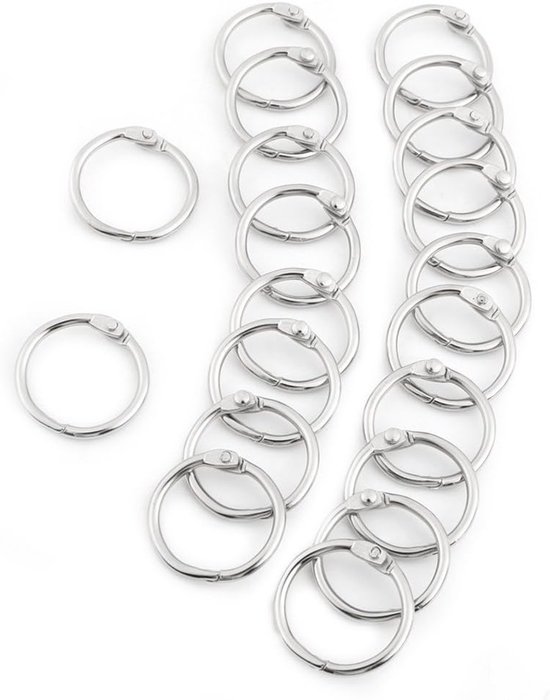20 Stuks Metalen Gearticuleerde Ringen in 3 Maten voor Scrapbooking, Albums en Sleutelhangers (38mm)