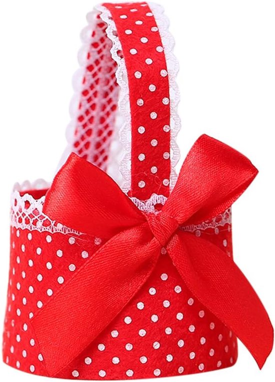 20 stuks mini papieren mandjes met strik bonboniere voor confecte decoratie Rood