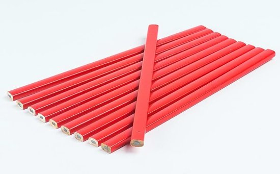 20 stuks, rood, ovaal, 250 mm, timmermanspotlood, bouw - potloden