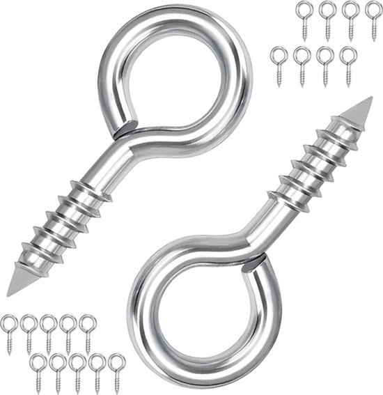 20 stuks Schroefhaken 27mm Metalen Oogschroef Zelftappende Ringhaken Koolstofstaal Ooghaken voor Houtbewerking Meubels van Merkloos