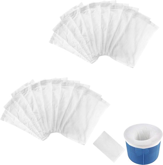 20 stuks skimmersokken, skimmer-filter, filtersokken, Pool Saver, skimmernet, skimmersokken, skimmernetten voor fijne filtering voor verwijderen gras, skimmerkorf, herbruikbaar, voor olie, verwijdert